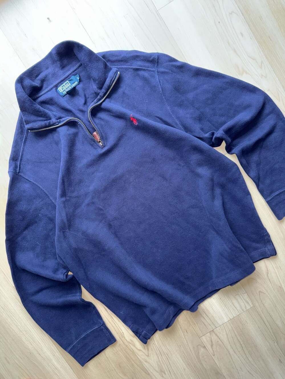 Polo Ralph Lauren Navy Blue 1/4 Zip Pullover Sweater Size L